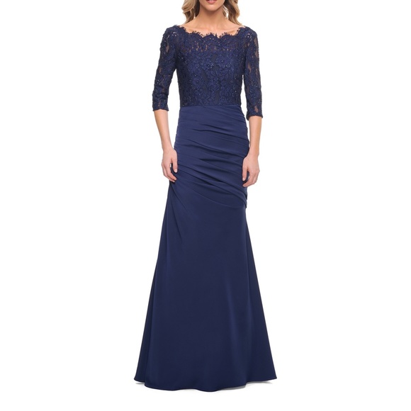 La Femme 24926 Sparkle Lace Bodice Trumpet Gown - Picture 1 of 11